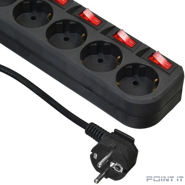 BURO Сетевой фильтр 5 розеток (500SH-5-SW-B) 5м, черный коробка {1159730}