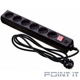 BURO Сетевой фильтр, 6 розеток, 1.8 метра, (600SH-16-1.8-B), черный (коробка) {475269}