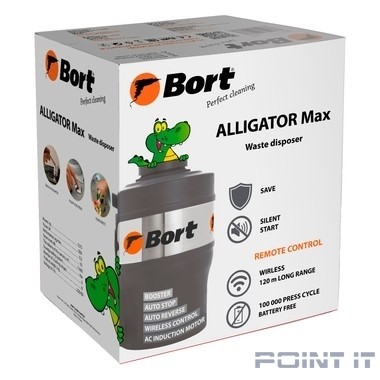 Bort Измельчитель пищевых отходов Alligator Max {Мощность 560 Вт; Объем камеры 1600 мл ;Размер 365х210 мм;9,6 (9,6) кг; 35 x 26,5 x 41; гарантия 2 г} [93410778]