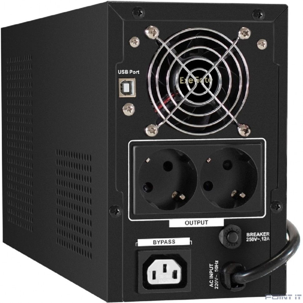 Exegate EX295982RUS ИБП (инвертор, синус, для котла) ExeGate SineTower SN-1500.LCD.AVR.2SH.1C13.USB <1500VA/1200W, чистая синусоида, LCD дисплей, AVR, 2*Schuko+1*C13, USB, линейно-интерактивный, Black