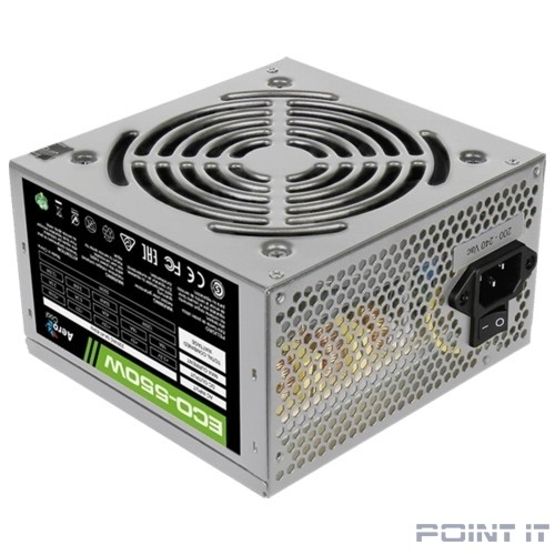 Aerocool 550W Retail ECO-550W ATX v2.3 Haswell, fan 12cm, 400mm cable, power cord, 20+4P, 12V 4+4P, 1x PCI-E 6+2P, 4x SATA, 3x PATA, 1x F