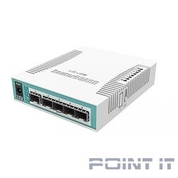 MikroTik CRS106-1C-5S Коммутатор Cloud Router Switch with QCA8511 400MHz CPU, 128MB RAM, 1x Combo port (Gigabit Ethernet or SFP), 5 x SFP