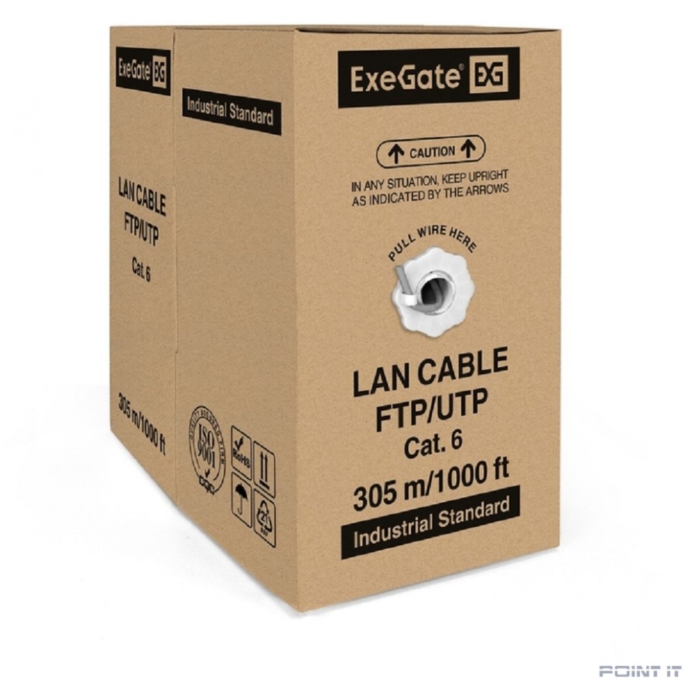 Exegate EX186134RUS Кабель UTP 4 пары кат.6 Exegate CCA, 23AWG, 305м pullbox, серый