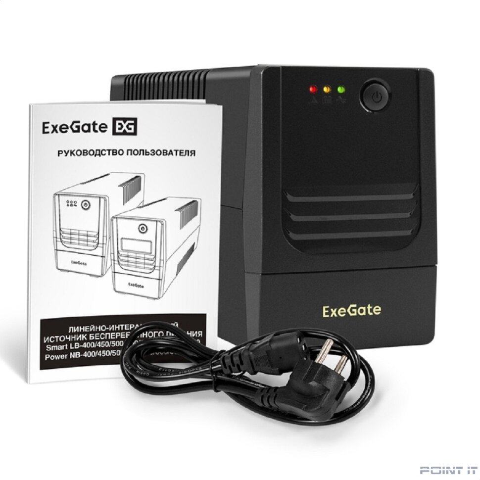 Exegate EX299486RUS ИБП ExeGate Power NB-850.LED.AVR.4C13 (850VA/510W, LED, AVR, 4*C13, батарея 12V 9Ah, Black)