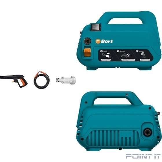 Bort BHR-1600-COMPACT Мойка высокого давления [93415742] { 1600 Вт, максимальное давление 120 бар, рабочее давление 90 бар, 7 л/мин, 5.3 кг }